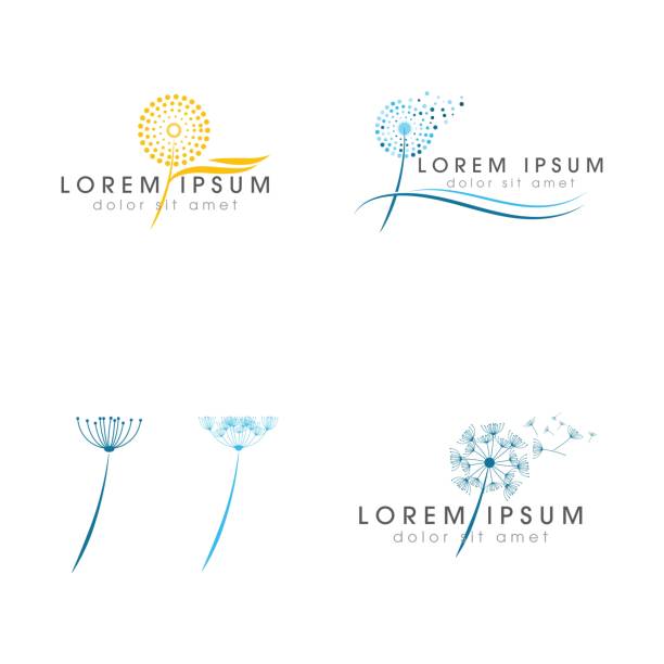 ilustraciones, imágenes clip art, dibujos animados e iconos de stock de diseño de icono vectorial de diente de león - dandelion nature flower abstract