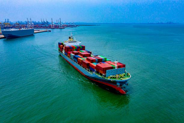 istock Cargo containers ship logistics transportation Container Ship Vessel Cargo Carrier. import export logistic  international export and import services export products worldwide 1171036041