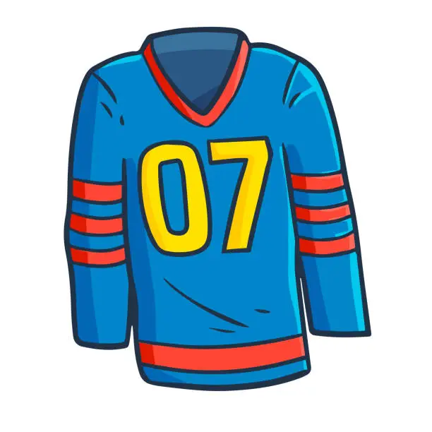 Vector illustration of blue red hockey uniform