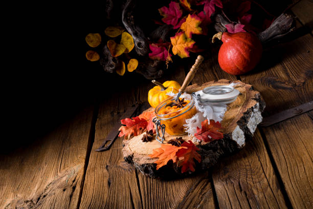 istock an autumnal rustic Canned Pumpkin, 1171040817