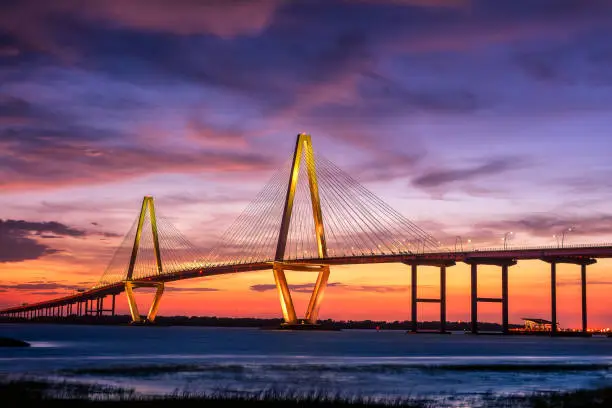 bridge in south carolina during sunset