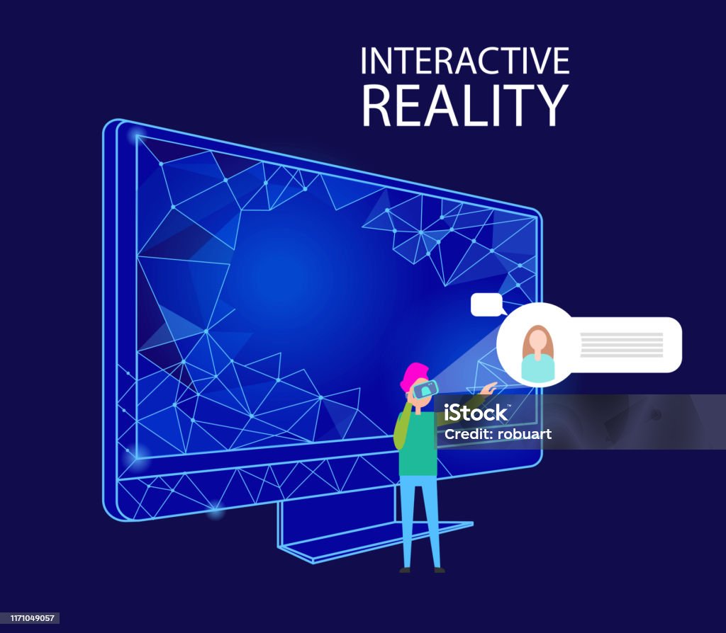 Computer Picture Reality Interactive Reality Computer And Person Vector Stock Illustration ...