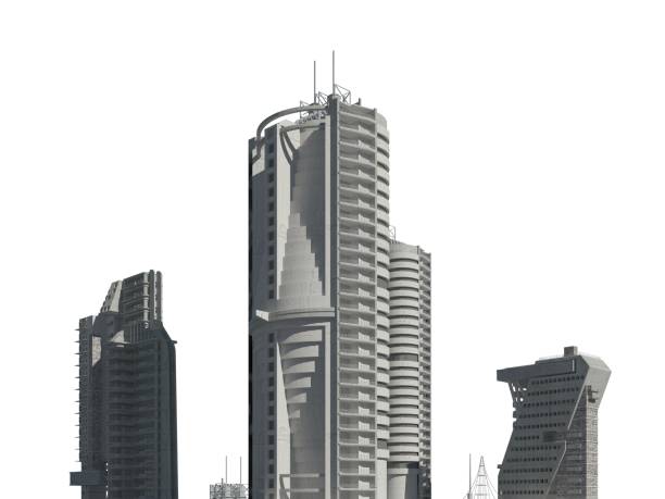 istock Futuristic buildings isolated on white background 3D Illustration 1171049647
