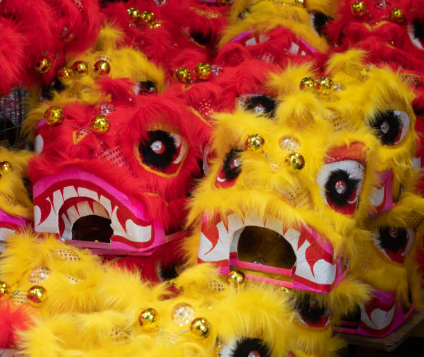 istock Red and Yellow Dragon Costume Masks 1171050132