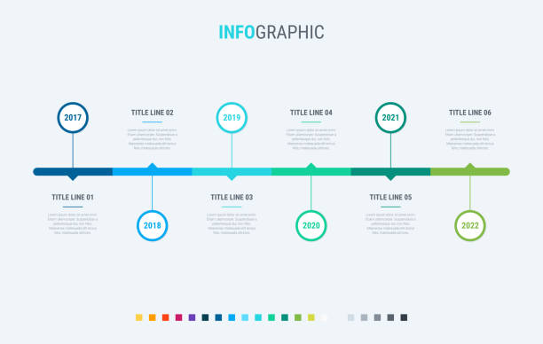Abstract business rounded infographic template with 6 options. Colorful diagram, timeline and schedule isolated on light background. Abstract business circle infographic template with 6 steps. Colorful diagram, timeline and schedule isolated on light background. timeline infographic stock illustrations
