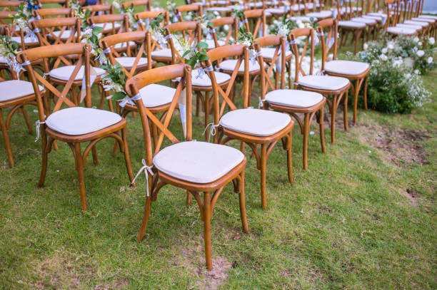 istock Chair decorated with flowers in Wedding ceremony. 1171059166