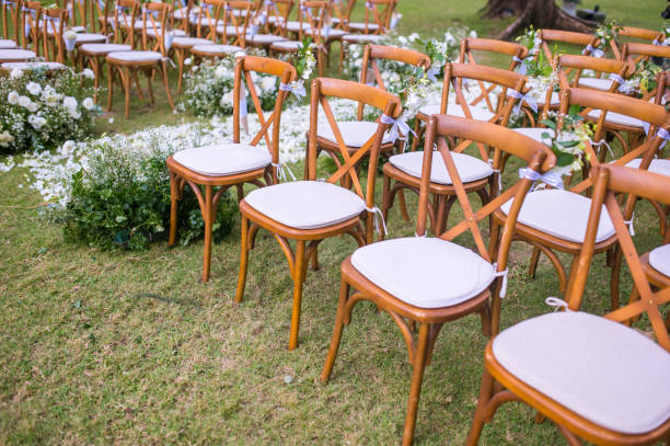 istock Chair decorated with flowers in Wedding ceremony. 1171059202