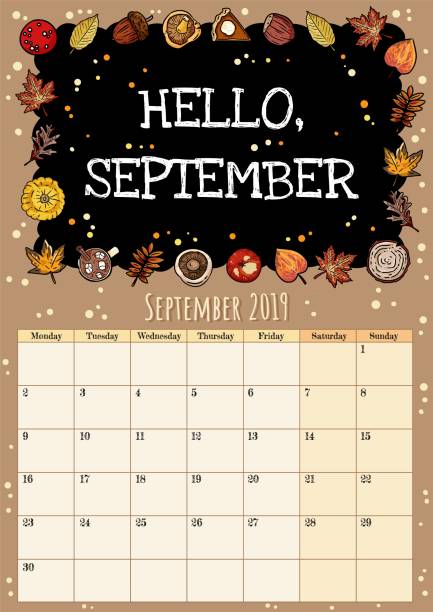 istock Hello September chalkboard inscription cute cozy hygge 2019 month calendar planner with autumn decor 1171063891