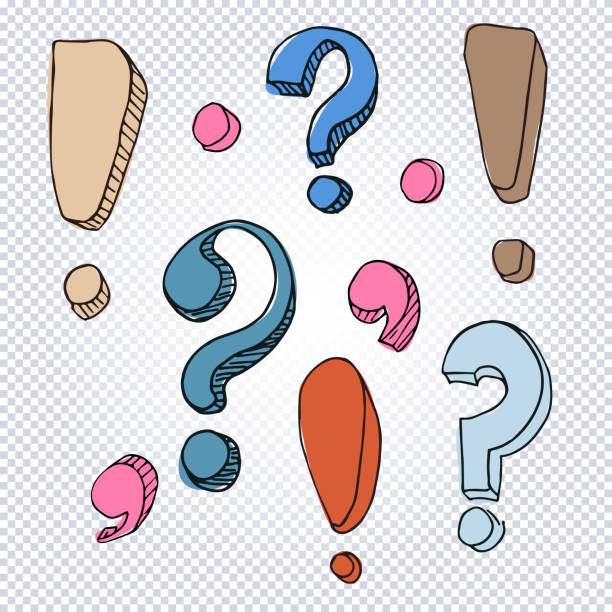 color, bright, blue, red, transparent, round,Hand drawn doodle punctuation marks set Set of hand drawn dot, comma, exclamation and question marks on a transparent background. Cartoon punctuation marks in grunge texture style. Vector illustration. orthographic symbol stock illustrations