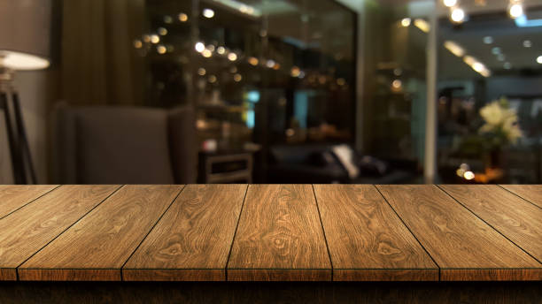 istock Wood table with blur background for product placement. 1171066834