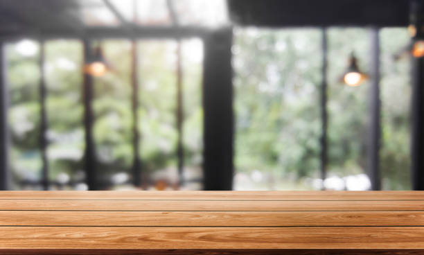 istock Wood table with blur background for product placement. 1171066836