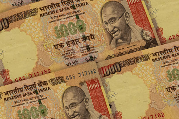 India currency background. INR pattern. Indian rupee banknotes