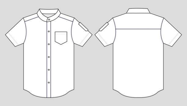 biały uniform koszula wektor dla szablonu - short sleeved illustrations stock illustrations