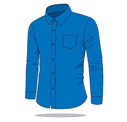 Blue Long Sleeve Uniform Shirt Vector For Template Stock Illustration ...