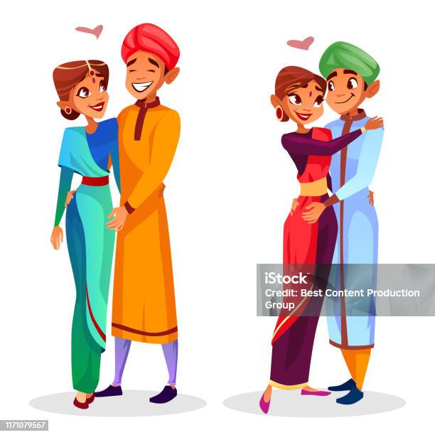 Vector Cartoon Indian Couples Hugging Stock Illustration - Download Image  Now - Couple - Relationship, India, Adult - iStock