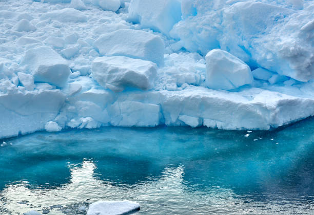 Close-up of Icebergs Floating on Seawater, Paradise Bay, Antarctica Close-up of icebergs floating on seawater, Paradise Bay, Antarctica. paradise bay antarctica stock pictures, royalty-free photos & images