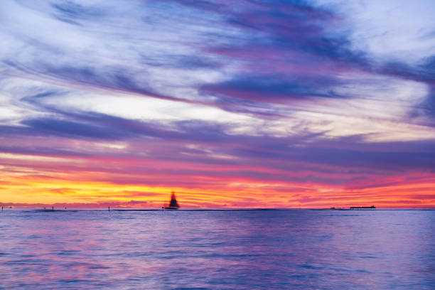 Pacific ocean at sunset sky, Hawaii, USA.