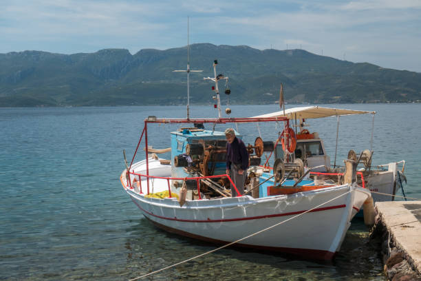 Old wooden fishing boat in Chios Island, Greece.
