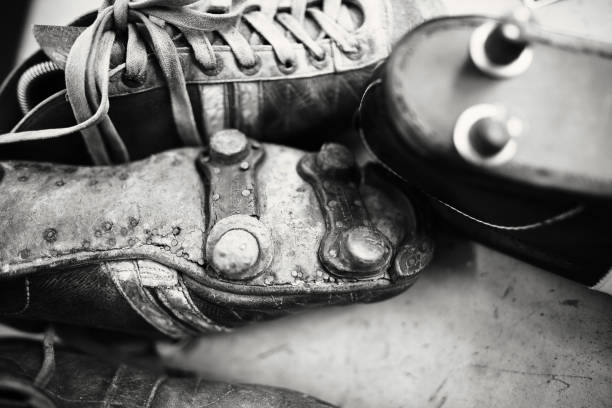 When they started playing soccer... Old, soccer, boots, vintage, symbol, soccer shoe cleat old football stock pictures, royalty-free photos & images