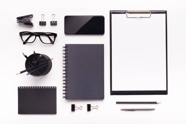 istock Ordered supplies and blank space on clipboard on workplace 1171086041