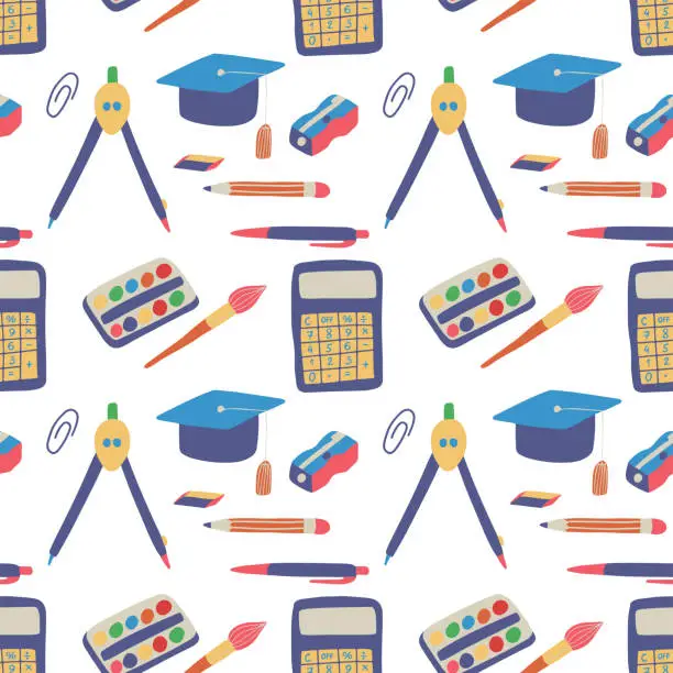 Vector illustration of Back to school seamless pattern