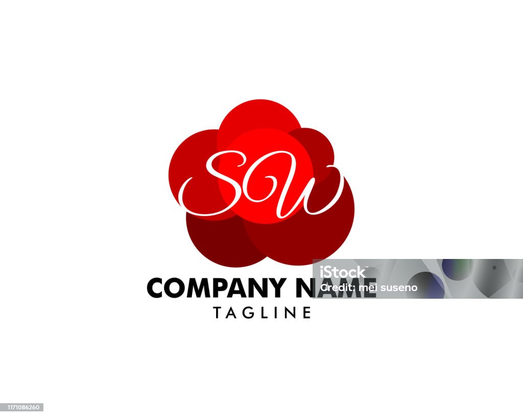 Sw Label Templete Initial Letter Sw Template Design Stock Illustration - Download Image ...