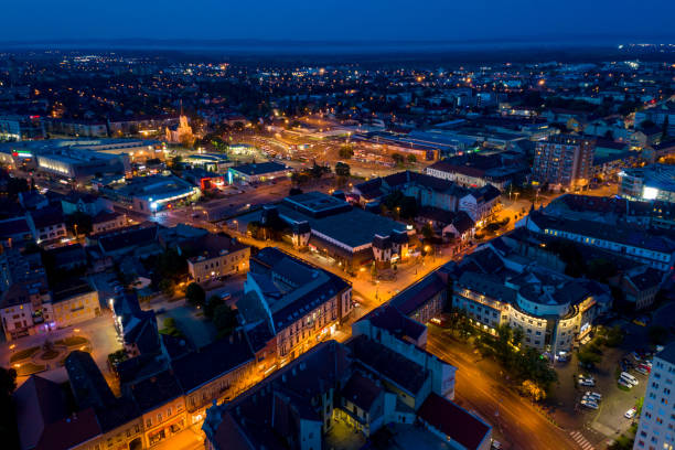istock Flying over night city area 1171087547