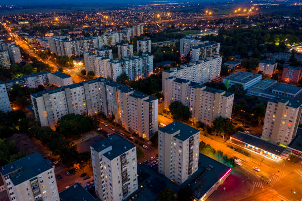 istock Flying over night city area 1171087548
