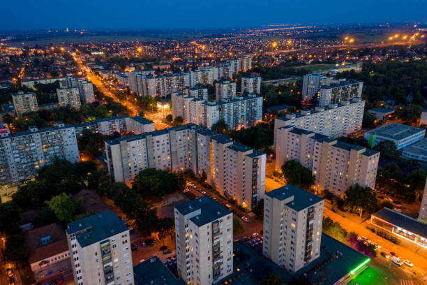 istock Flying over night city area 1171087561