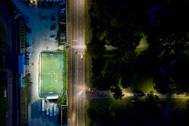 istock Flying over night city area 1171087631