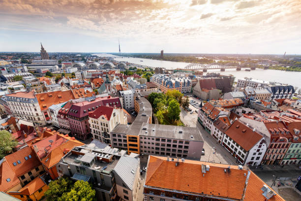 istock Riga cityscape over old town at sunset 1171088284