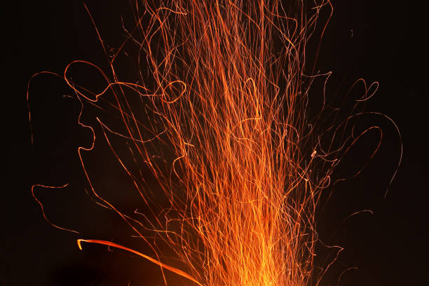 istock Sparks of flame. Strong fire. Fiery drawing 1171090182