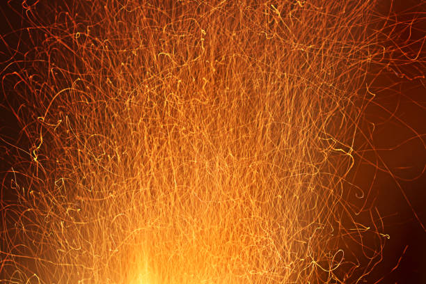 Sparks of flame. Strong fire. Fiery drawing