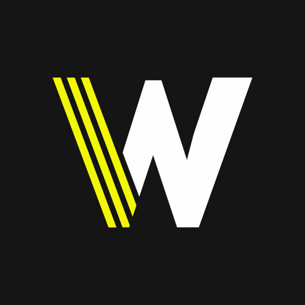 ilustraciones, imágenes clip art, dibujos animados e iconos de stock de yellow lines geometric vector logo carta w - w