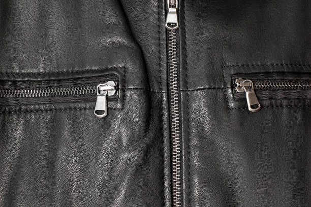 istock Clothing background. Black leather jacket 1171093282