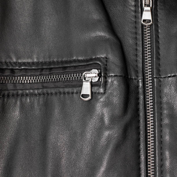 istock Clothing background. Black leather jacket 1171093302