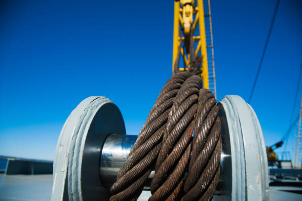 Crane for pulling boats and rafts from the water in the marina