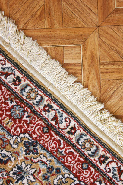 A beautiful carpet on the floor stock photo