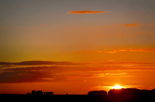 Sunset at Stonehenge stock photo
