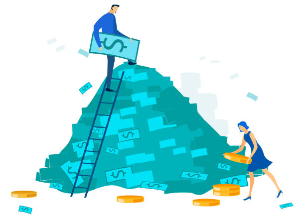 istock Office People and Big Cash Money Pile Cartoon 1171110207