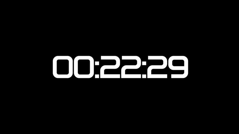 Backward Counting Sequence. From 30 to 0 Seconds. Countdown Timer with digital numbers on black.