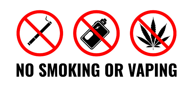 Vaping and smoking prohibition signs.