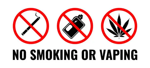 Vector illustration of Vaping and smoking prohibition signs.
