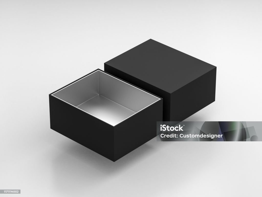 Black Box Mockup With Open Cover And Silver Cardboard Inside Stock Photo - Download Image Now - iStock Black Box Mockup With Open Cover And Silver Cardboard Inside Stock Photo - Download Image Now - iStock