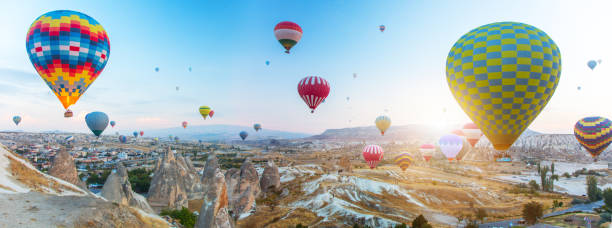 istock Hot air balloon flying over Cappadocia, Turkey 1171117508