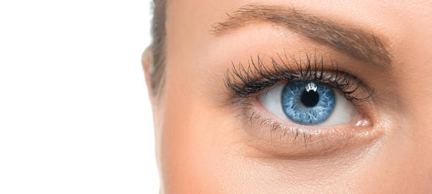 Close up view of an eye of a woman. stock photo