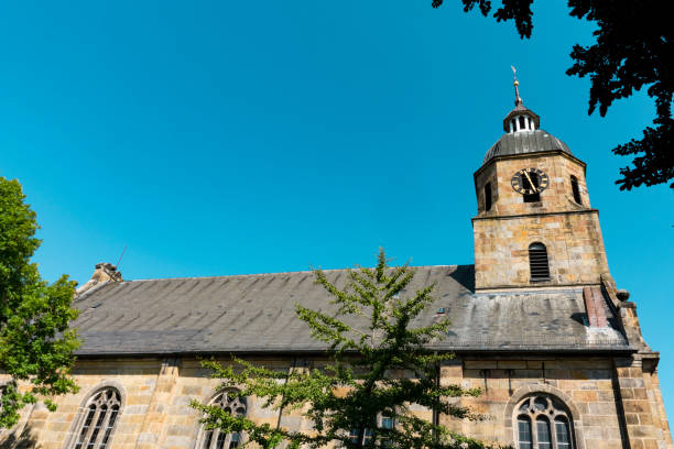 istock Church in Bad Bentheim, Germany, against blue sky. Space for text. 1171118206