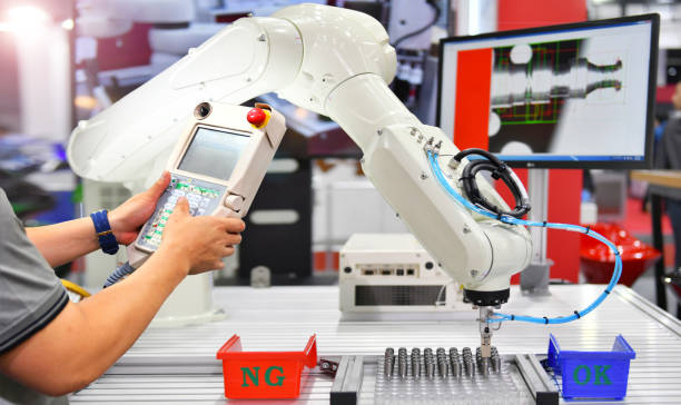 istock Engineer check and control automation Modern Robot system in factory 1171118277