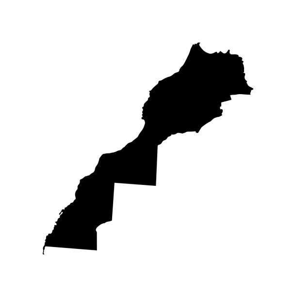 Vector isolated illustration - simplified map  of Morocco (including disputed territory of Western Sahara). Black silhouette. White background. Vector isolated illustration - simplified map  of Morocco (including disputed territory of Western Sahara). Black silhouette. White background western sahara stock illustrations