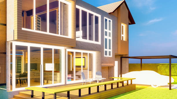 istock Brand new dream home with front porch 3d rendering 1171120099
